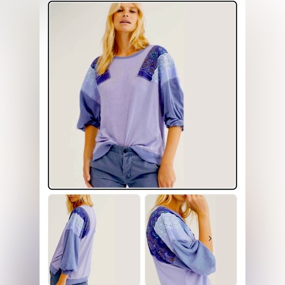 People We The Feelin It Tee Cornflower Combo Size small oversized Purple. - Picture 3 of 9